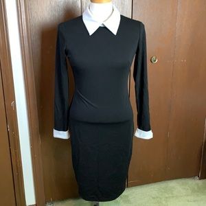 White collared black dress